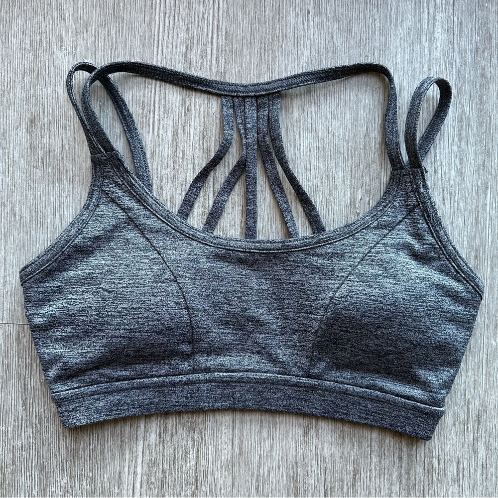 Gray Marled Strappy Sports Bra